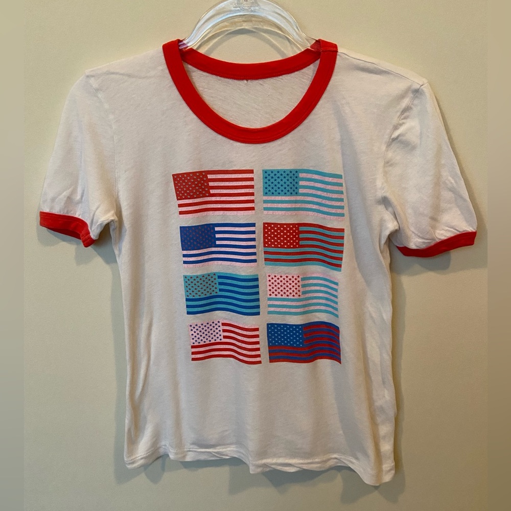 Wildfox American Flag Ringer Tee